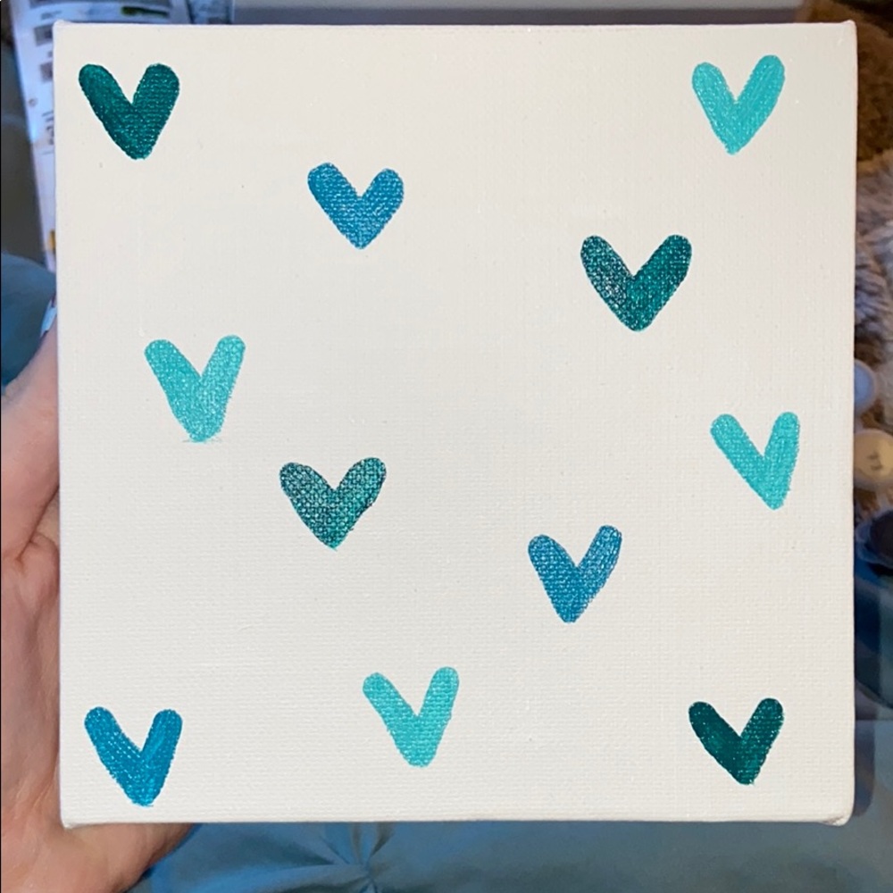 Painted mini heart canvas